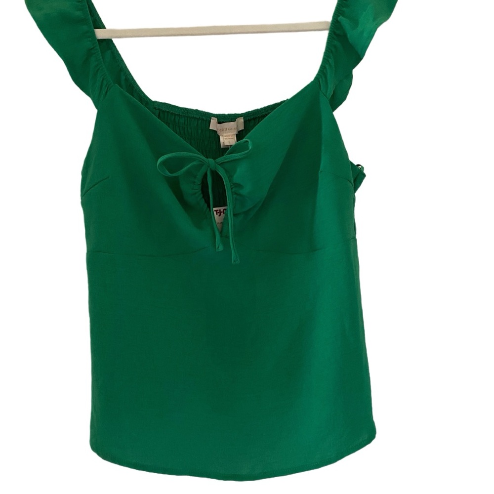 Monteau Green Ruffled Tie Front Camisole